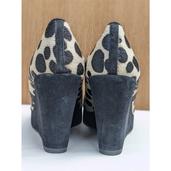 Boden black tan Leopard Print Wedge Heels 7.5 - Picture 2 of 3
